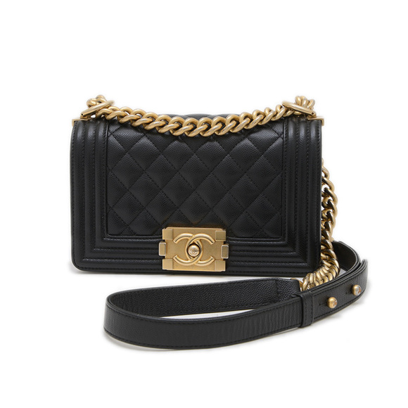 Chanel Boy 20 Chain Shoulder Bag in Caviar Leather, Black, A67085 - Picture 1 of 7